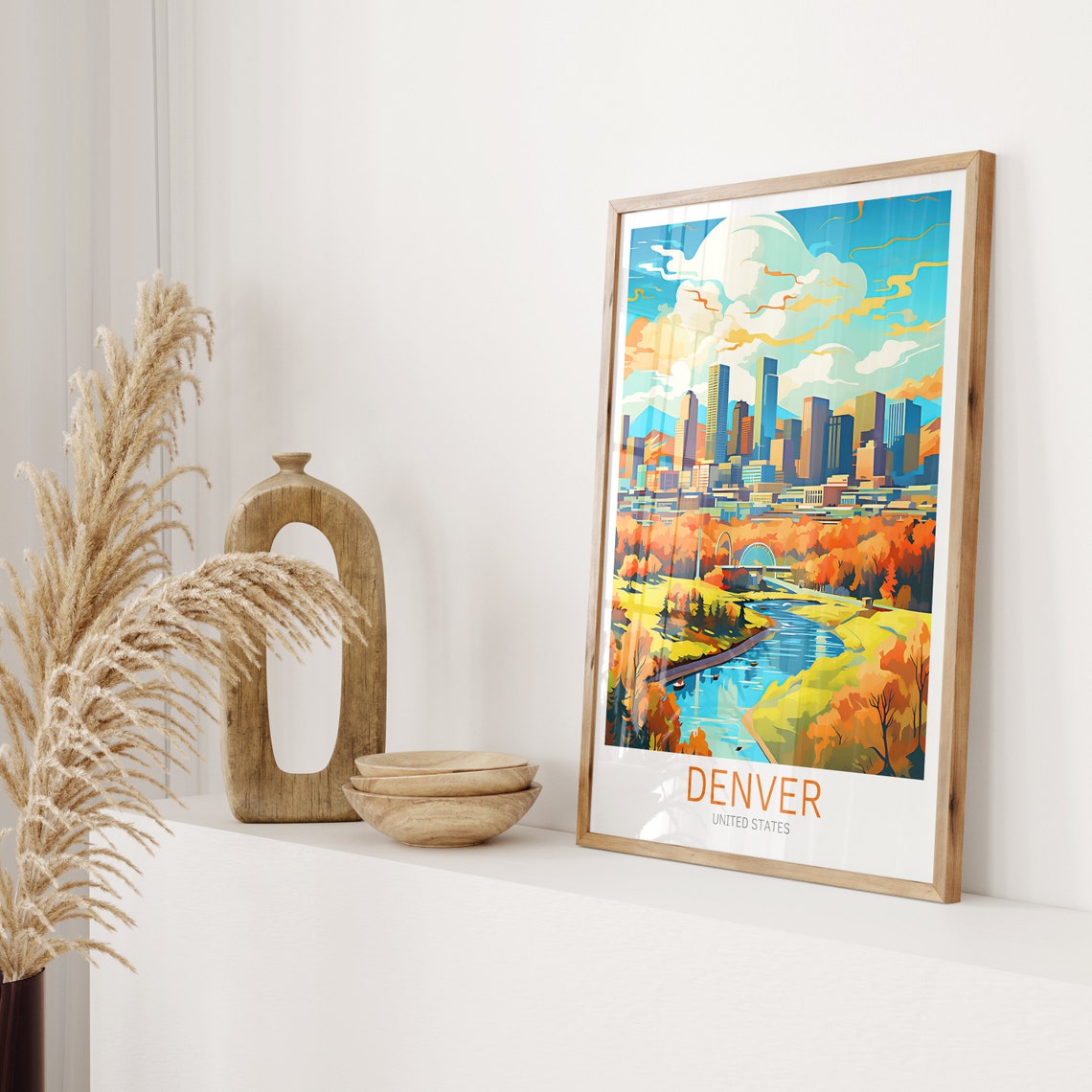 Denver United States Skyline Autumn Park River Mile High City Poster - Image 2