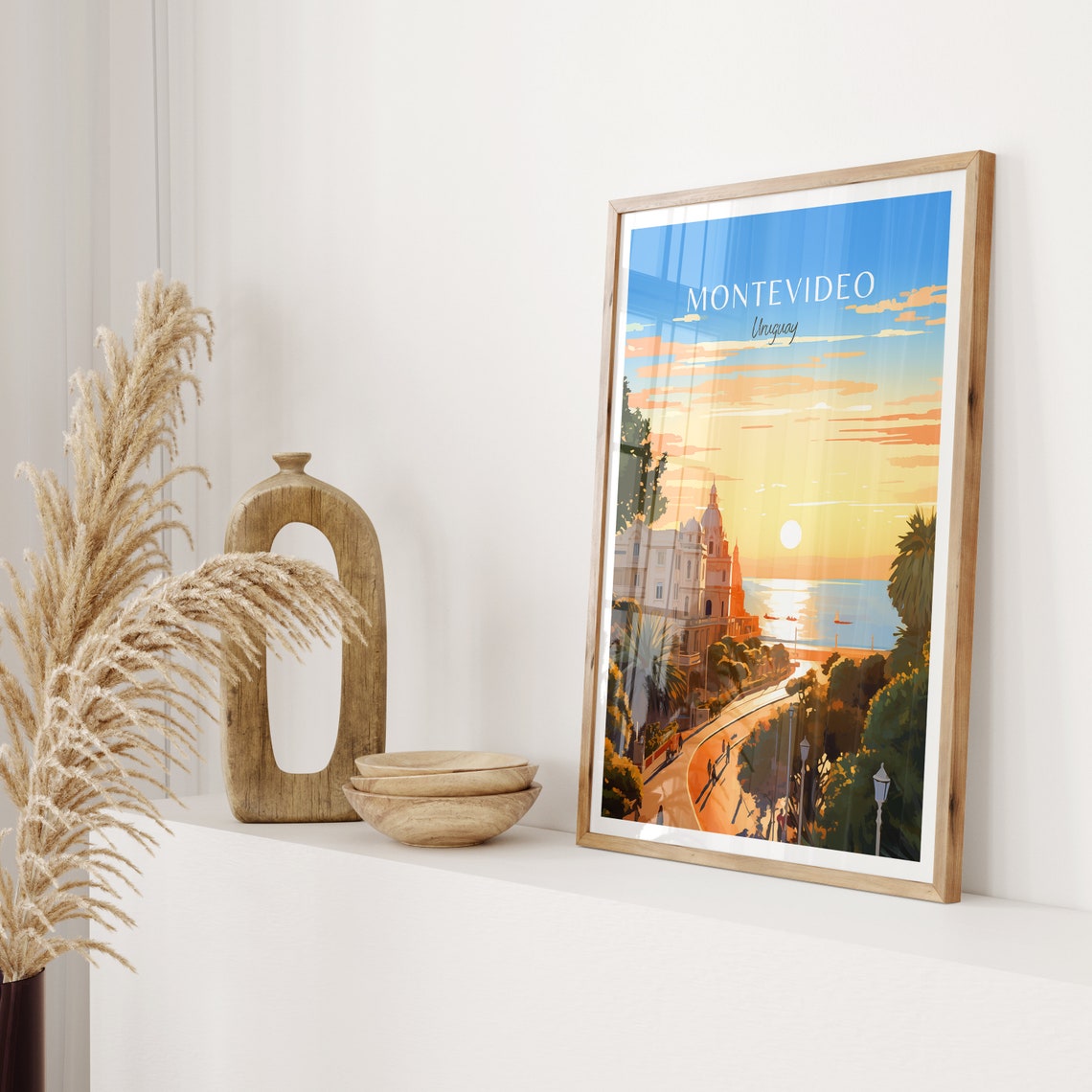 Montevideo Uruguay Sunset Waterfront Promenade Old City Poster - Image 2