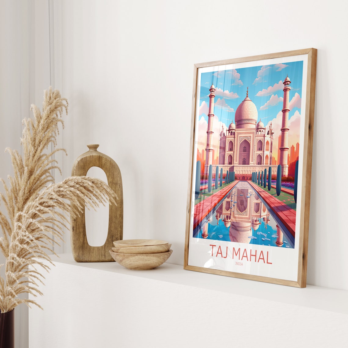 Taj Mahal Travel Poster India Poster Taj Mahal Vintage Poster Travel Poster Taj Mahal Retro Poster Taj Mahal Travel Gift Wall Art Print - Image 2