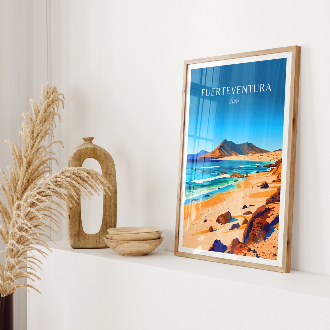 Fuerteventura Spain Golden Sand Beach Turquoise Sea Travel Poster - Image 2