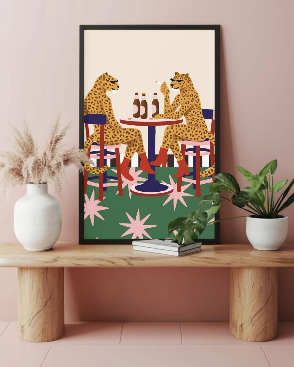 Colorful Leopard Art Print Modern Jungle Wall Playful Animal Poster Bold Mid Century Style Home Decor Gift For Lovers