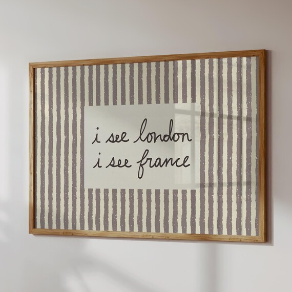 I See London I See France Retro Script Striped Neutral Wall Art