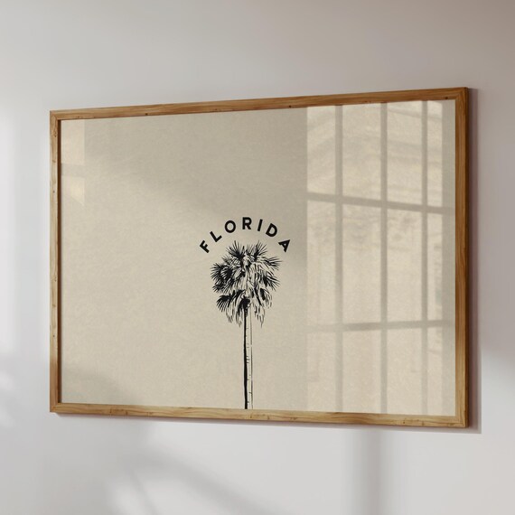 Florida Palm Tree Minimalist Poster Neutral Beige Travel Wall Decor