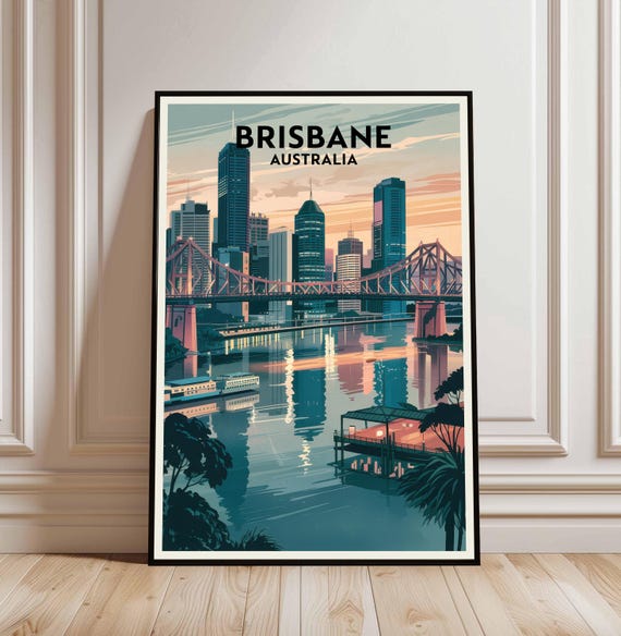 Brisbane Australia, Modern Travel Poster
