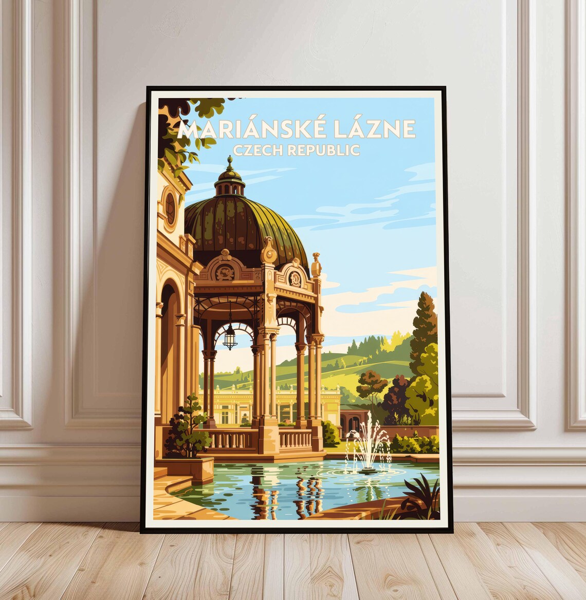 Marianske Lazne Czech Republic Travel Poster of the Spa Colonnade
