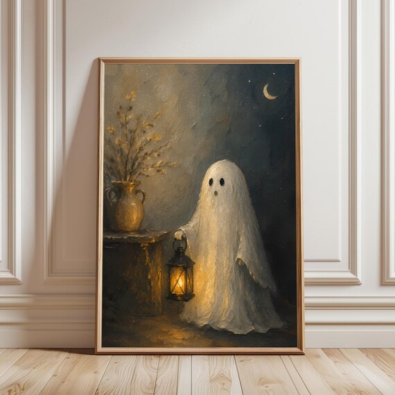 Ghost Lantern, Vintage Halloween Wall Art