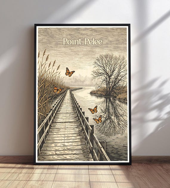 Point Pelee National Park Print Monarch Butterfly Art Boardwalk Nature Poster Canada Travel Wall