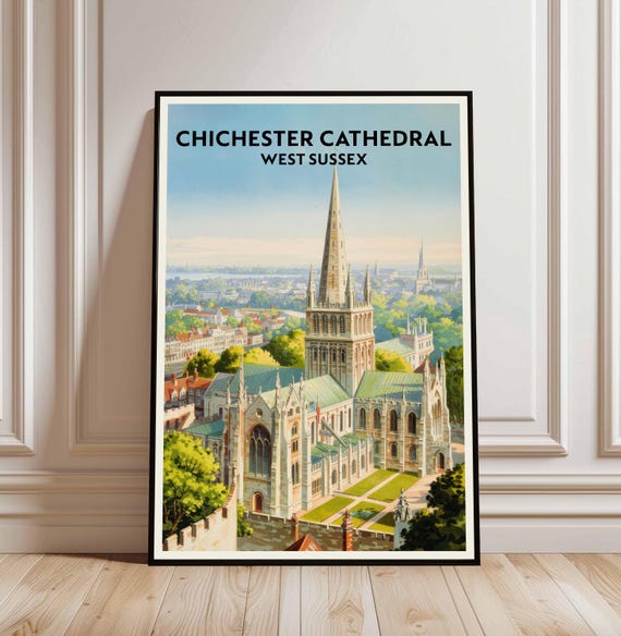 Chichester Cathedral Art Print England Travel Poster Digital Download