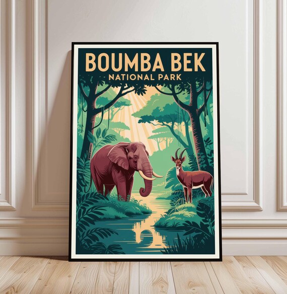 Boumba Bek National Park Cameroon Elephant Jungle Travel Poster