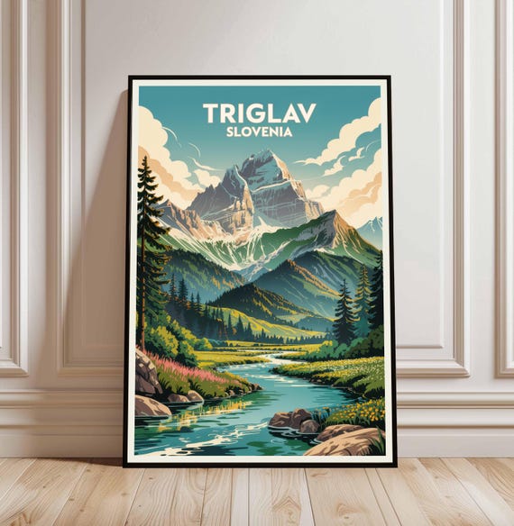 Triglav Travel Poster Slovenia Wall Art National Park Print Home Decor Birthday Gifts Personalised