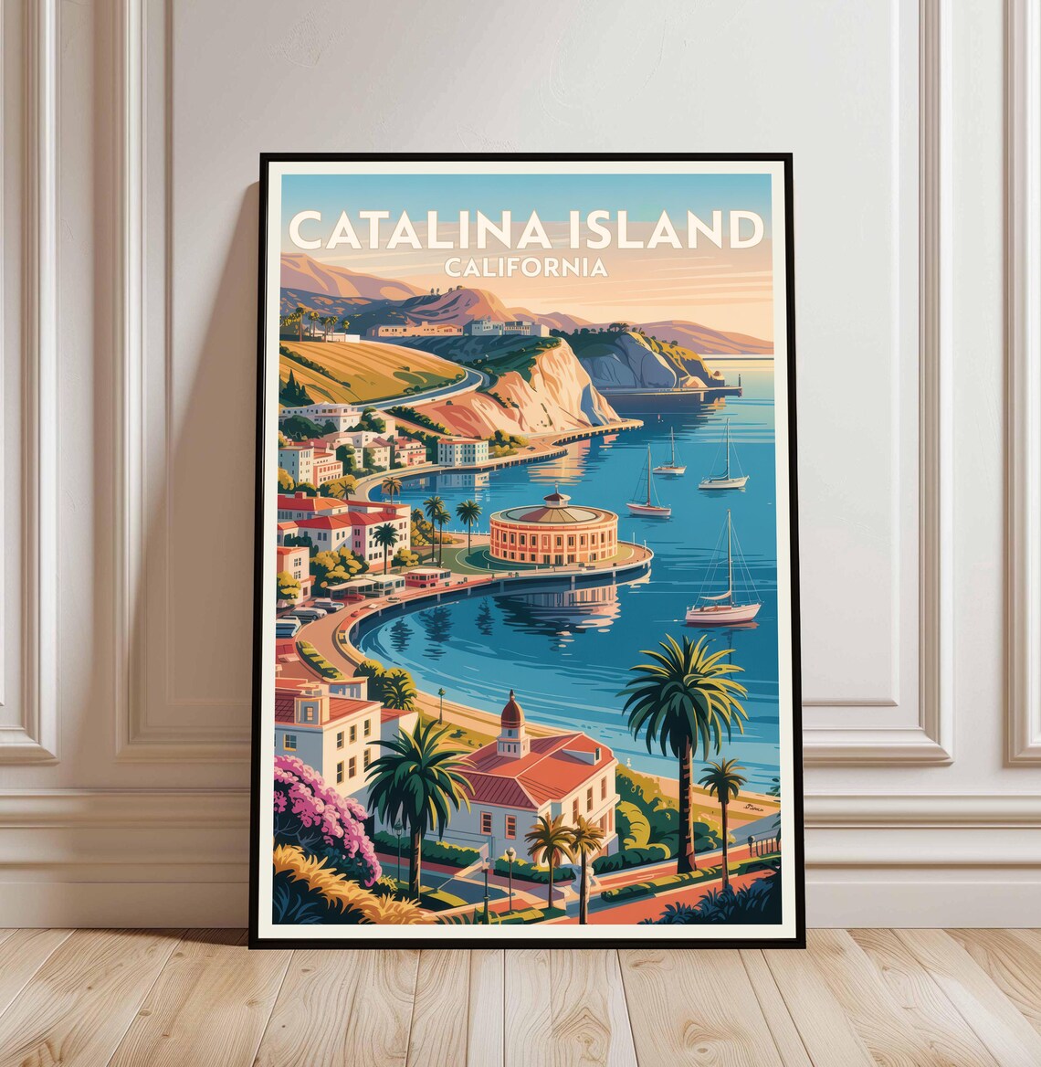 Catalina Island California Harbor Vintage Coastal Travel Style Poster