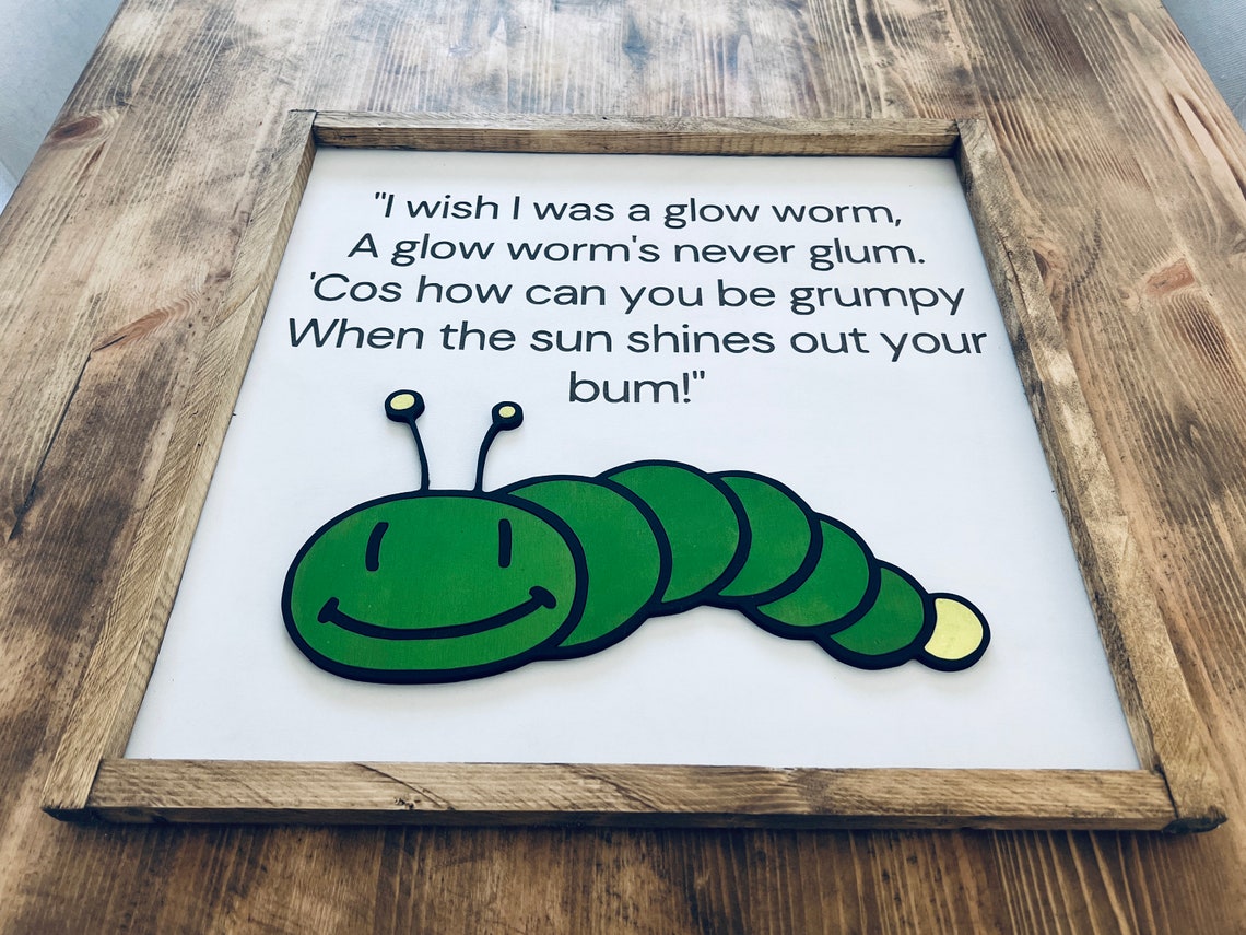 Glow Worm Rhyme Funny Kids Poem Smiling Green Bug Decor Poster - Image 3