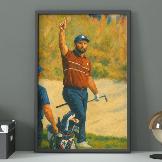 Jon Rahm Ryder Cup Team Europe Golf Painting Celebration Poster