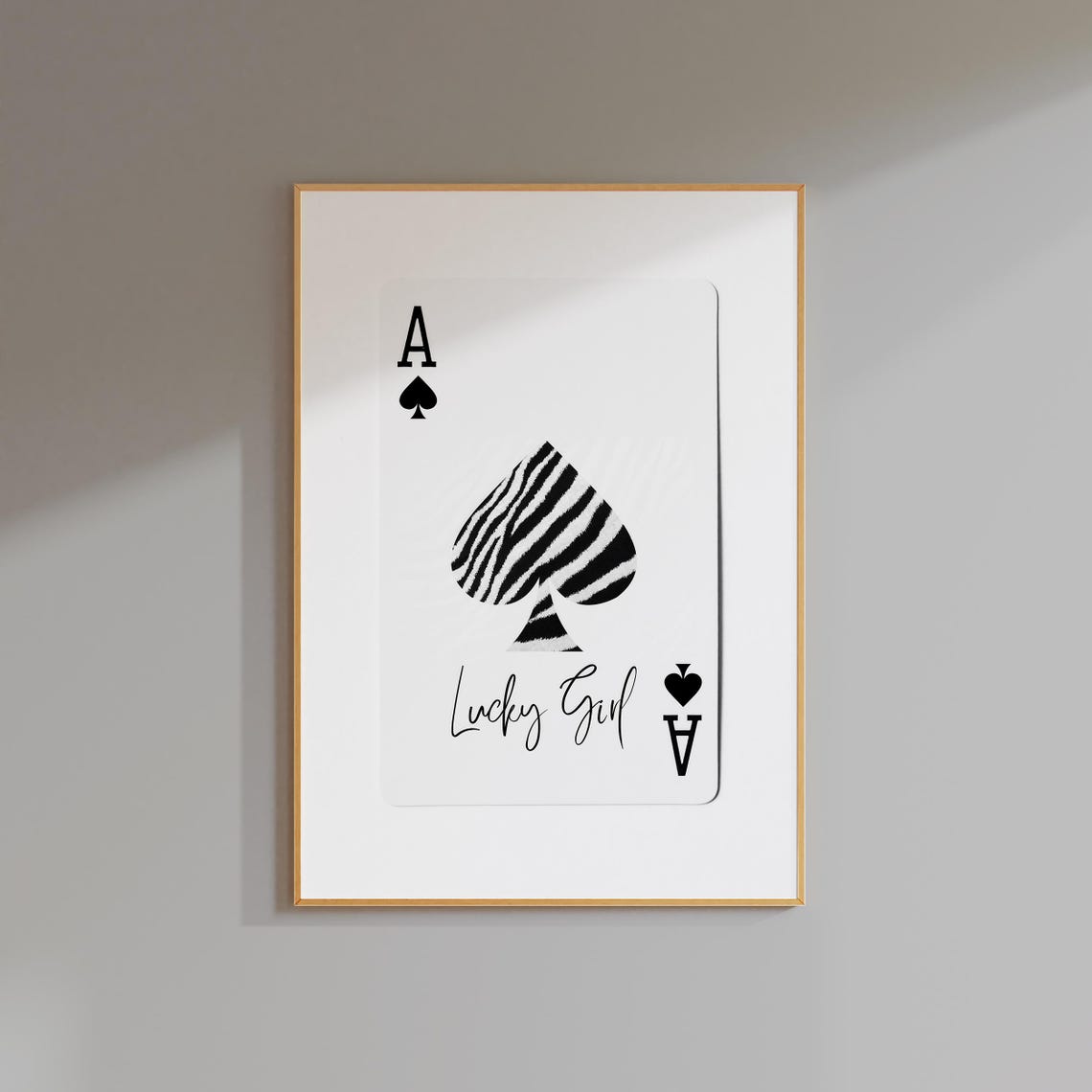 Lucky Girl Ace of Spades Zebra Card Funky Chic Art Dorm Poster