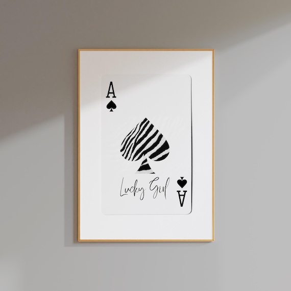 Lucky Girl Ace of Spades Zebra Card Funky Chic Art Dorm Poster
