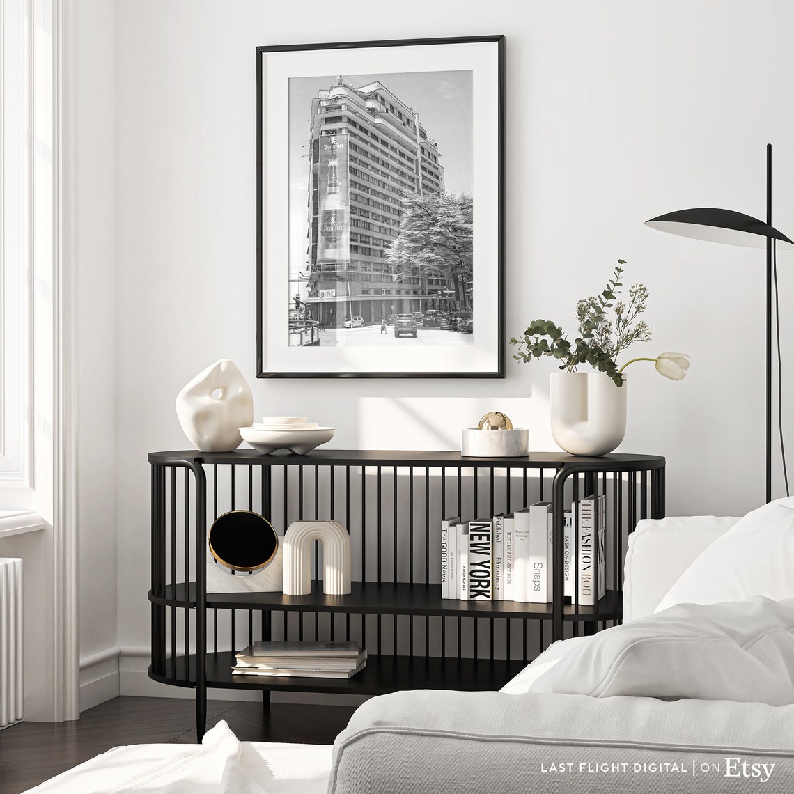 Kinshasa Congo Tower Street Scene Black And White Photo Poster - Image 2