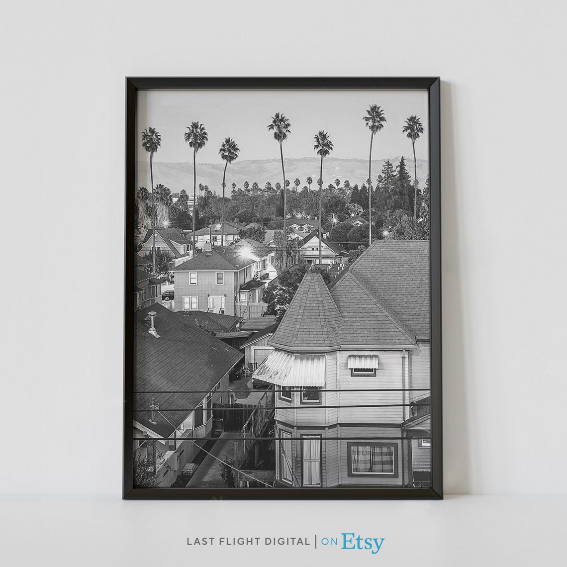 San Jose Print California Poster San Jose Poster Black And White Photo City Street California Poster Cityscape Skyline Print