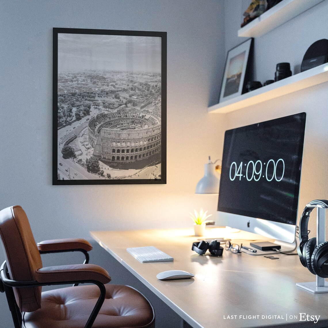 Rome Travel Poster, Black and White Cityscape - Image 2