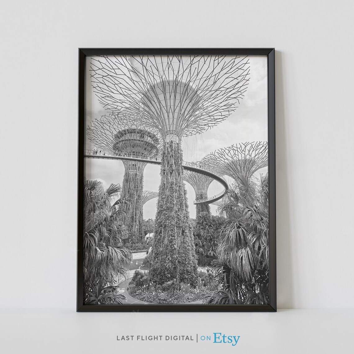 Singapore Poster, Black And White Cityscape Art Print