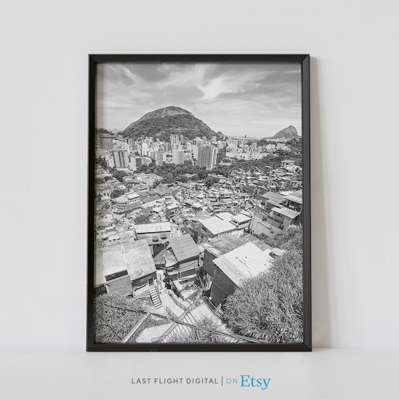 Rio de Janeiro Favela Hillside Dois Irmaos Peaks Brazil Poster