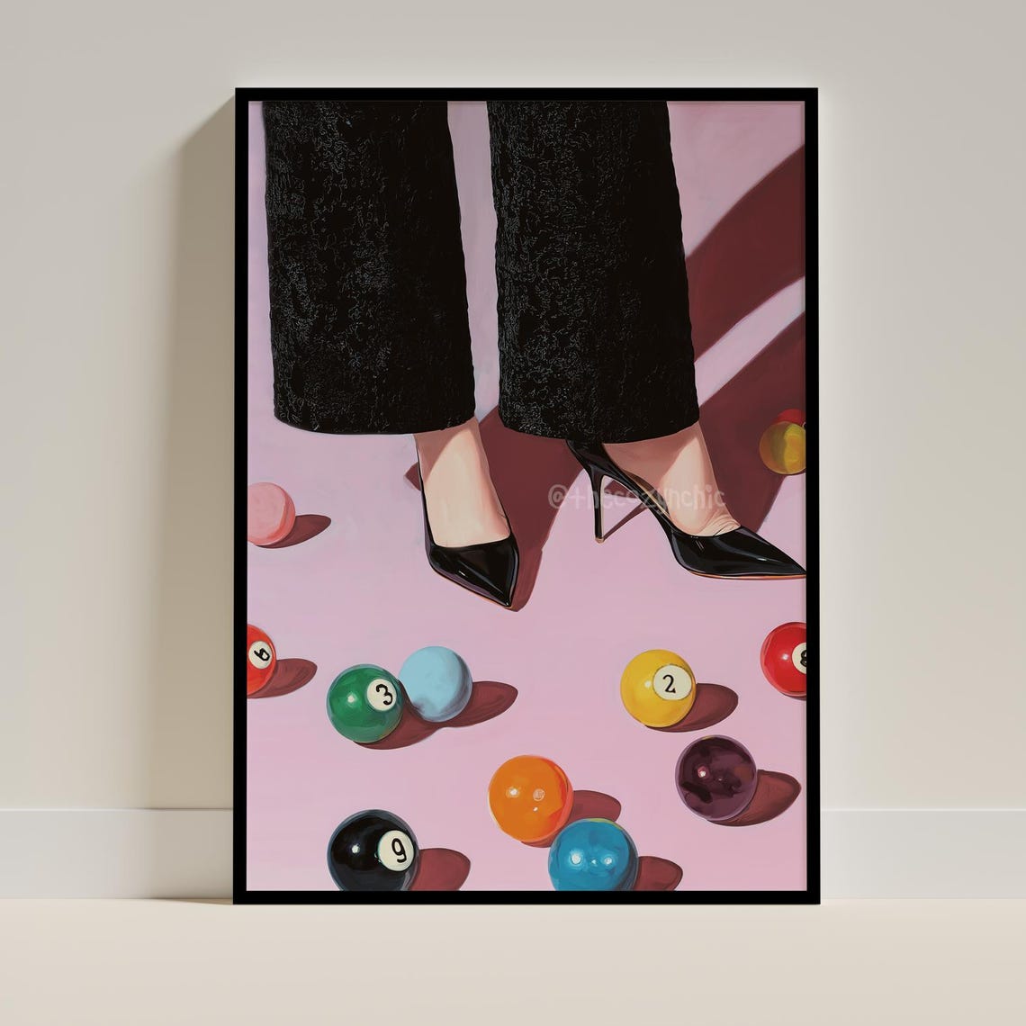 Retro Pool Art Print 70s Style Billiards Vintage Decor