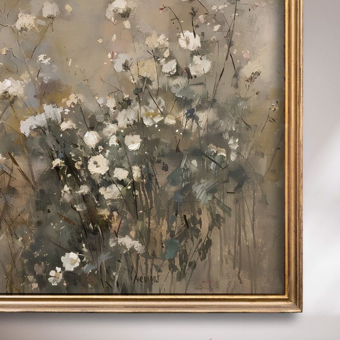 Neutral Wildflower Bouquet Soft Beige Farmhouse Floral Art Poster - Image 7