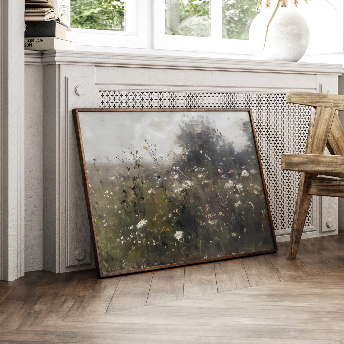 Wildflower Meadow With Daisies In Misty Green Impressionist Poster - Image 6