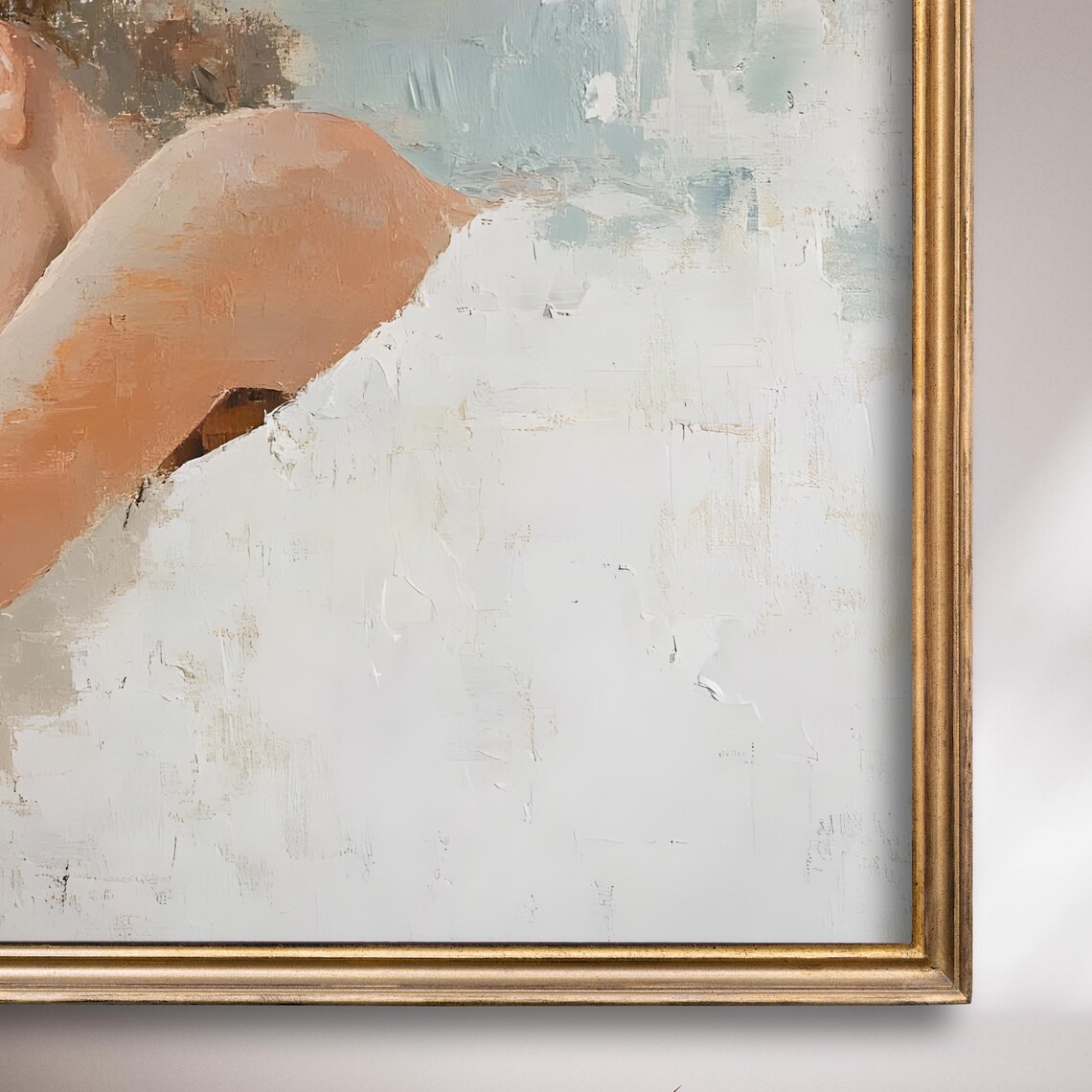 Sleeping Woman Resting On Her Arm Soft Peach Tones Painting Poster - Image 7