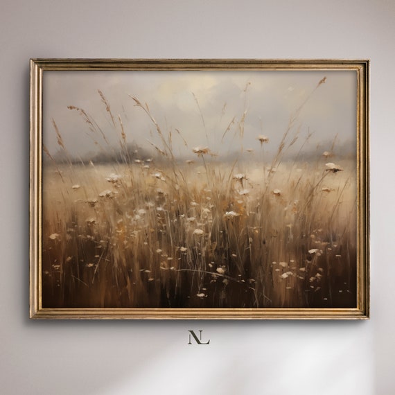 Oil Painting Vintage Landscape Wall Art Farmhouse Art Decor Antique Art