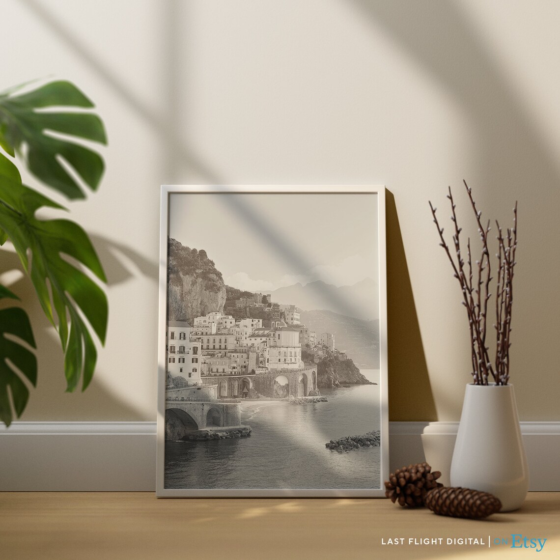 Italy Poster Amalfi Coast Print Italy Print Coast Italy Beach Ocean Amalfi Coast Poster Black White Photo Europe Italian Beach - Image 2