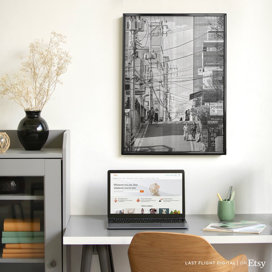 Korea Print Seoul Poster Downtown City Streets Korea Poster Seoul Print South Korea Art Black White And Photography Asia Photography - Image 5