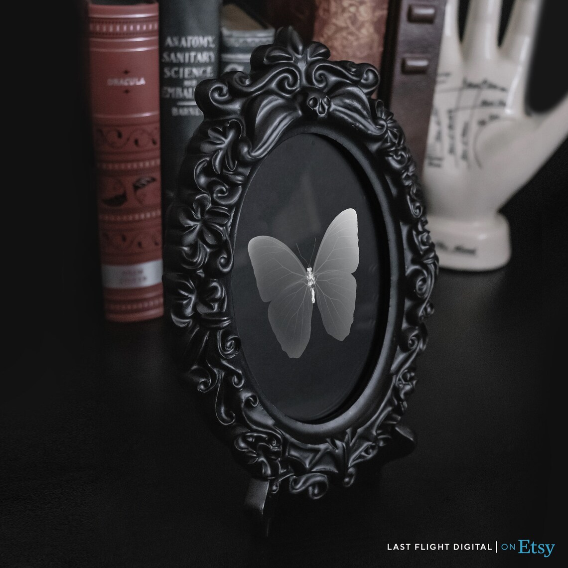 Butterfly X Ray Art White Wings Black Background Nature Poster - Image 5