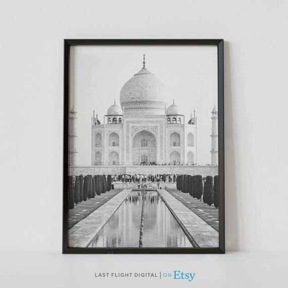 India Poster Print Taj Mahal Arga Poster India Wall Art Travel Poster Asia Print Black And White Photography Mumbai Monument Decor