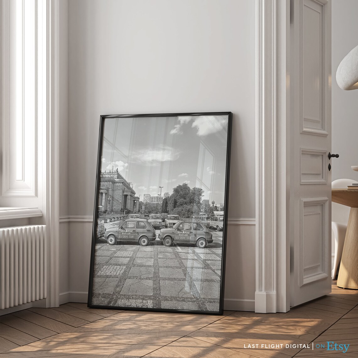 Warsaw Poland Vintage Self Drive Tour Cars Black White Poster - Image 5