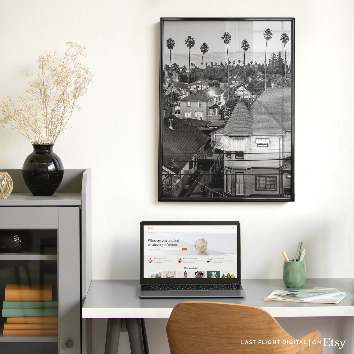 San Jose Print California Poster San Jose Poster Black And White Photo City Street California Poster Cityscape Skyline Print - Image 5