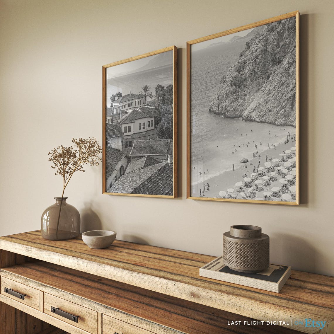 Turkey Kaputas Beach Cliffs Shoreline Black And White Poster - Image 4