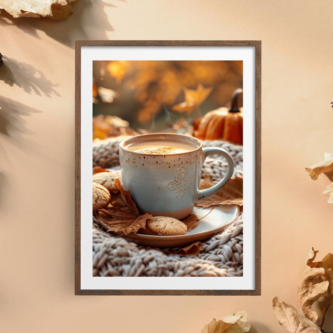 Autumn Coffee Poster, Seasonal Wall Art Print