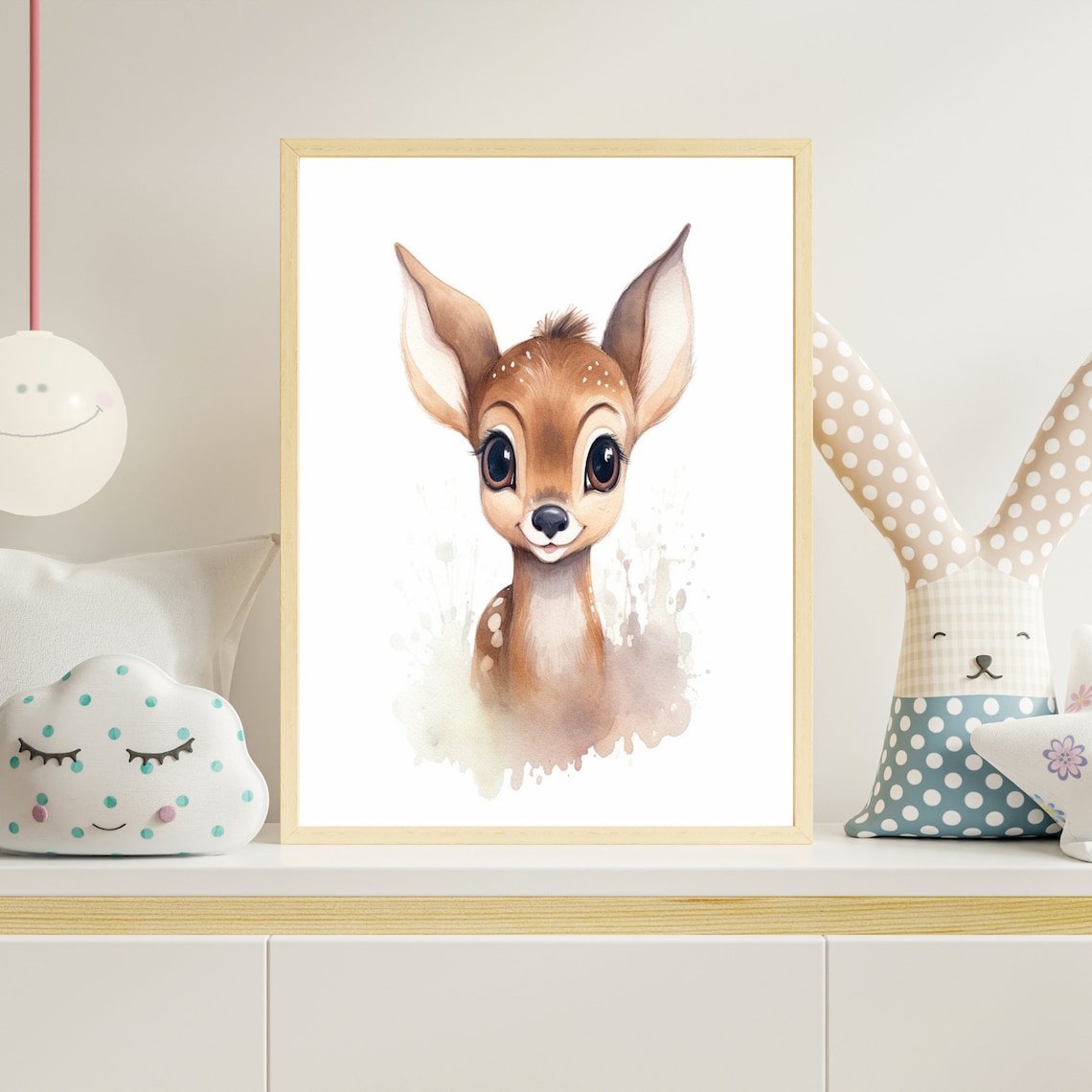 Cute Baby Deer Watercolor Nursery Animal Portrait Wall Poster - Image 4
