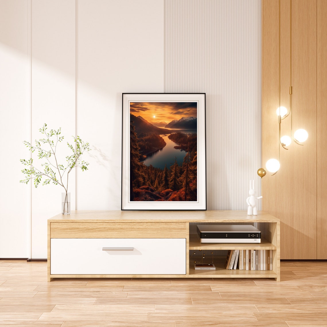 Mountain Sunset Over Alpine Lake Pine Forest Golden Hour Poster - Image 4