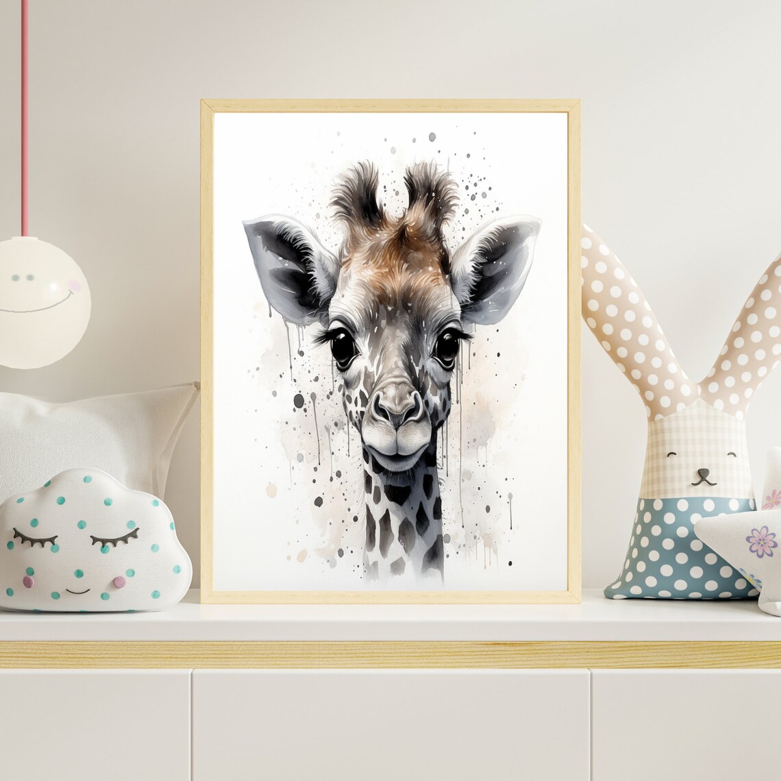 Adorable Baby Giraffe Portrait Watercolor Safari Nursery Poster - Image 4
