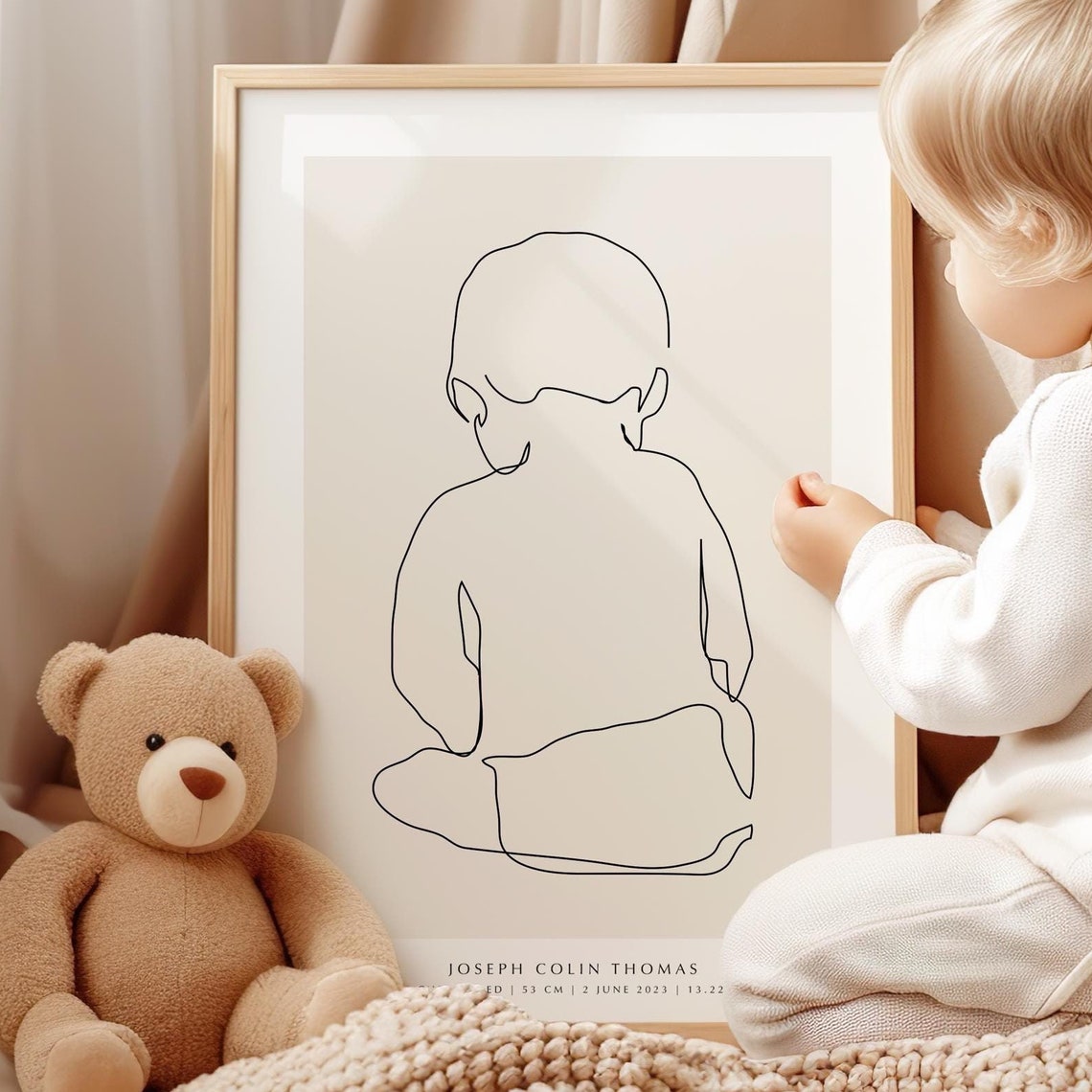 New Baby Portrait Nursery Portrait Personalised Child Portrait Personalised Baby Gift Personalised Baby Wall Art New Baby Drawing Art
