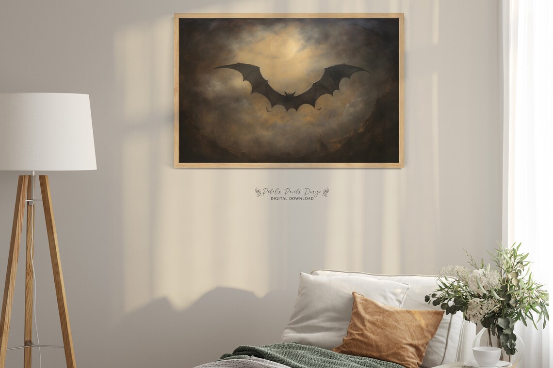 Vintage Bat Halloween Print, Rustic Decor - Image 2