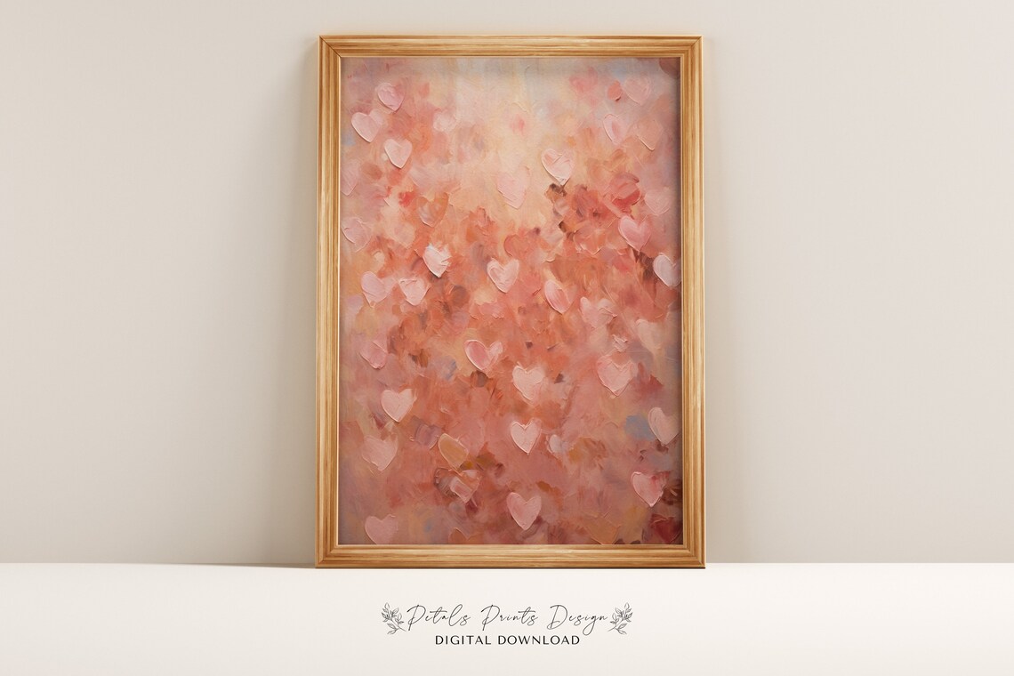Valentines Day Red Pink Heart Watercolor Art Print