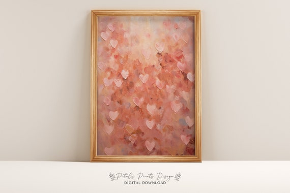 Valentines Day Red Pink Heart Watercolor Art Print