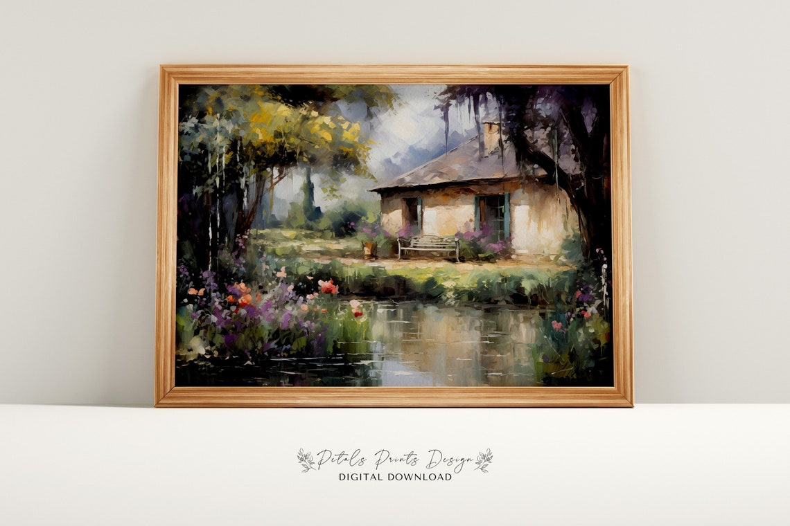 Cottage Flower Garden Vintage Oil Painting Cottagecore Wall Art Decor Farmhouse Print Garden Art Print 2024