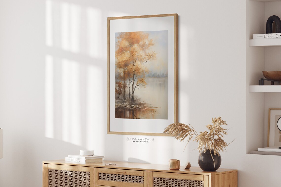Rustic Fall Landscape Art Print, Vintage Autumn Countryside - Image 2