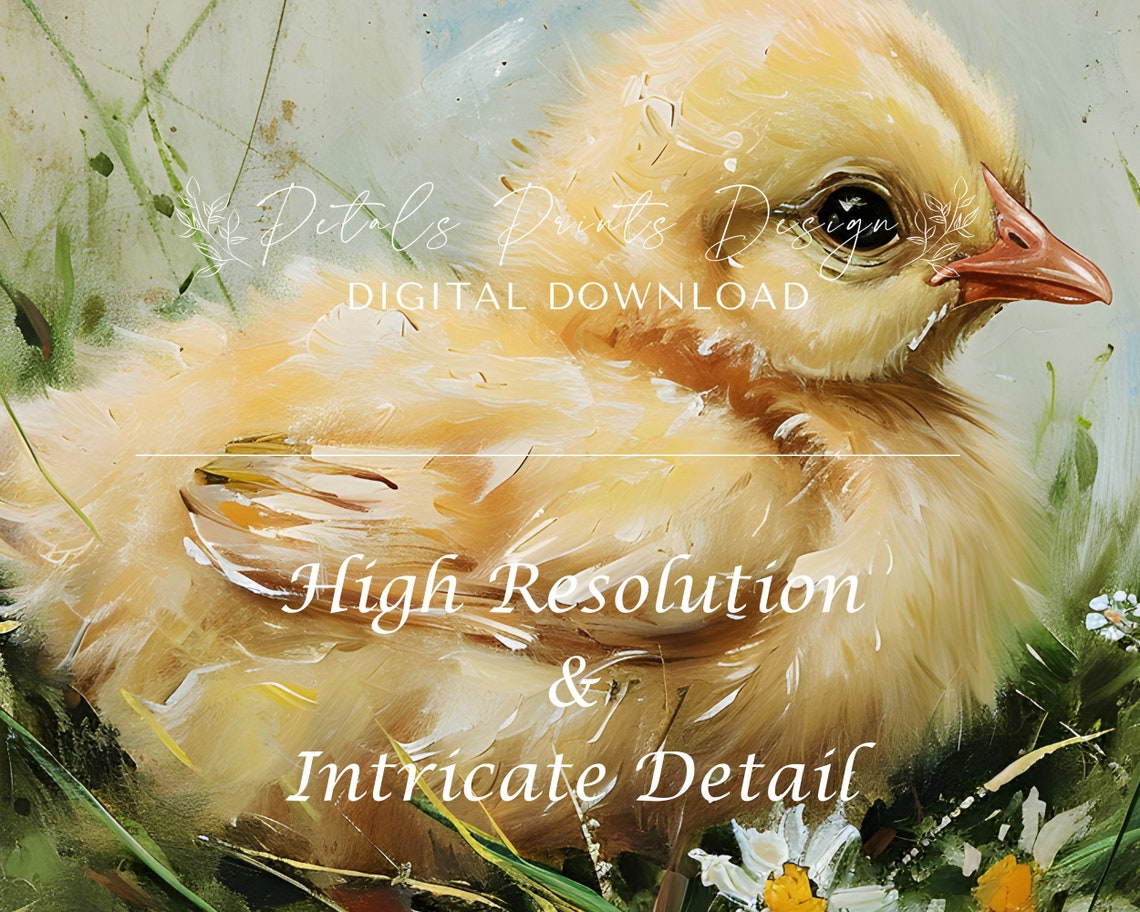 Baby Chick in Daisy Meadow Vintage Spring Farm Animal Poster - Image 3