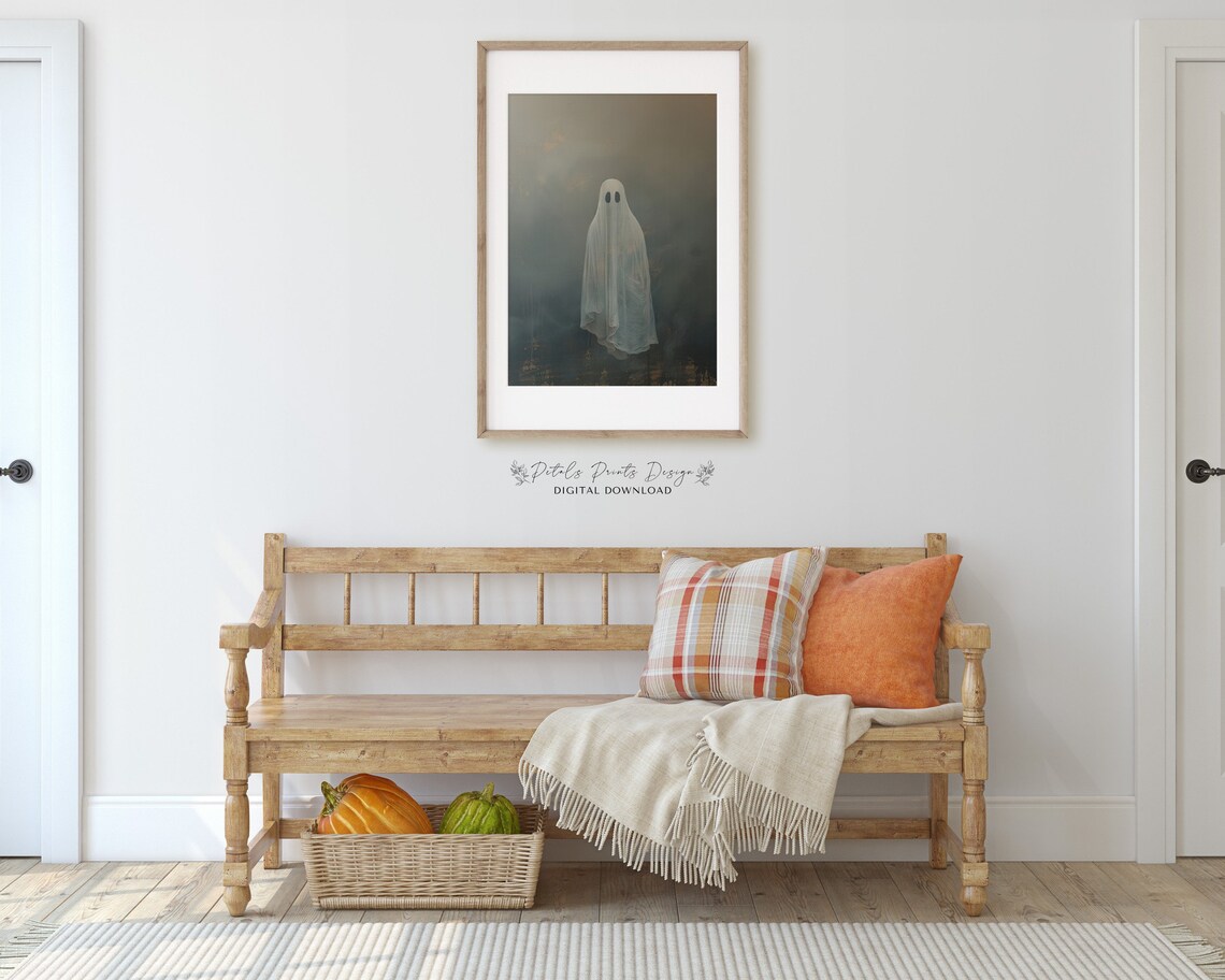 Halloween Ghost Rustic Vintage Style Art Print - Image 3