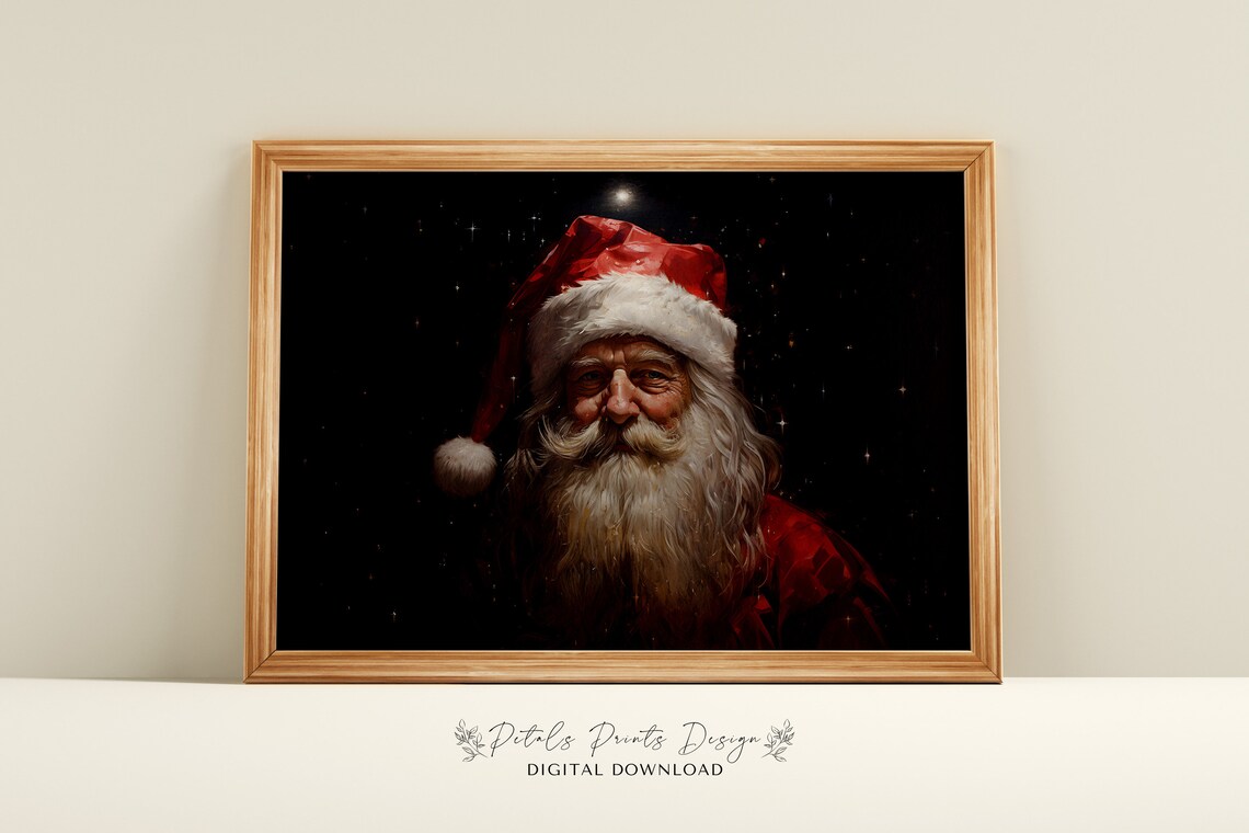 Santa Still Life Vintage Christmas Art Print
