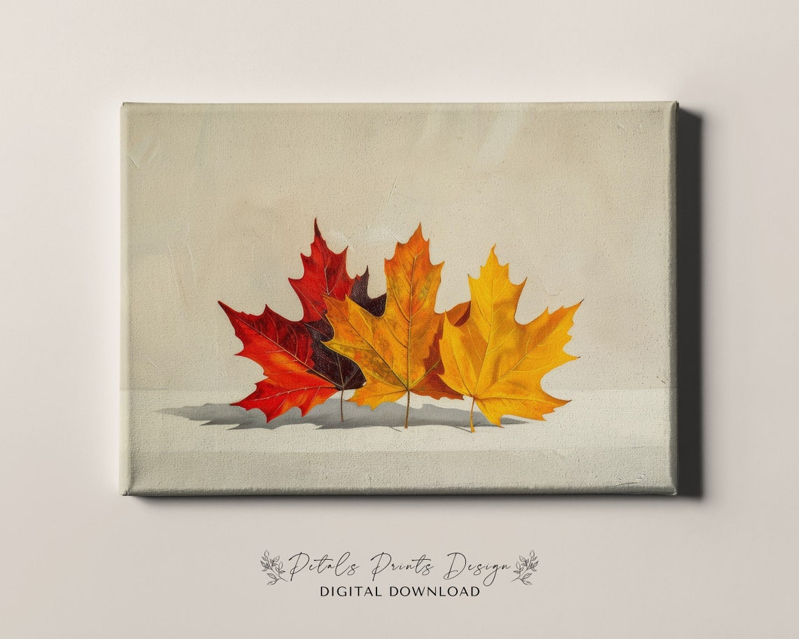 Maple Leaf Row Red Orange Gold Minimalist Fall Decor Art Print - Image 4